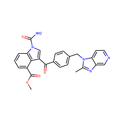COC(=O)c1cccc2c1c(C(=O)c1ccc(Cn3c(C)nc4cnccc43)cc1)cn2C(N)=O ZINC000013776658