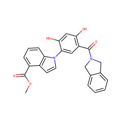 COC(=O)c1cccc2c1ccn2-c1cc(C(=O)N2Cc3ccccc3C2)c(O)cc1O ZINC000169343535