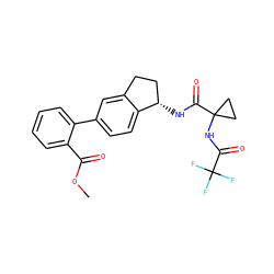COC(=O)c1ccccc1-c1ccc2c(c1)CC[C@@H]2NC(=O)C1(NC(=O)C(F)(F)F)CC1 ZINC000169697113