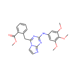 COC(=O)c1ccccc1Cc1nc(Nc2cc(OC)c(OC)c(OC)c2)nc2nccn12 ZINC000299854814