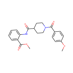 COC(=O)c1ccccc1NC(=O)C1CCN(C(=O)c2ccc(OC)cc2)CC1 ZINC000004704863