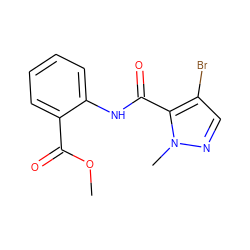 COC(=O)c1ccccc1NC(=O)c1c(Br)cnn1C ZINC000002736465