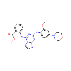COC(=O)c1ccccc1Nc1nc(Nc2ccc(N3CCOCC3)cc2OC)nc2nccn12 ZINC000299871134