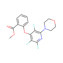 COC(=O)c1ccccc1Oc1c(F)c(F)nc(N2CCOCC2)c1F ZINC000008801919