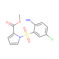 COC(=O)c1cccn1S(=O)(=O)c1cc(Cl)ccc1N ZINC000000021630