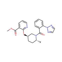 COC(=O)c1cccnc1O[C@@H]1CC[C@@H](C)N(C(=O)c2ccccc2-n2nccn2)C1 ZINC001772630407