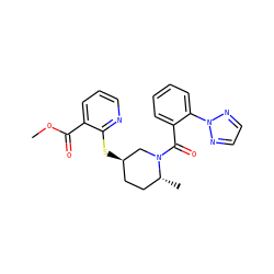 COC(=O)c1cccnc1S[C@@H]1CC[C@@H](C)N(C(=O)c2ccccc2-n2nccn2)C1 ZINC001772590712