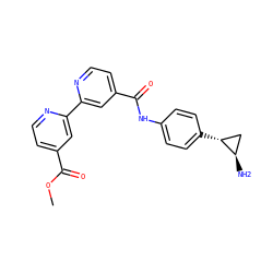 COC(=O)c1ccnc(-c2cc(C(=O)Nc3ccc([C@@H]4C[C@H]4N)cc3)ccn2)c1 ZINC000103252455
