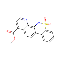COC(=O)c1ccnc2c3c(ccc12)-c1ccccc1S(=O)(=O)N3 ZINC000141820222