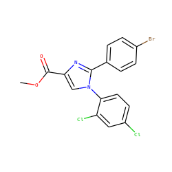 COC(=O)c1cn(-c2ccc(Cl)cc2Cl)c(-c2ccc(Br)cc2)n1 ZINC000013642422