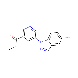 COC(=O)c1cncc(-n2ncc3cc(F)ccc32)c1 ZINC001772647504