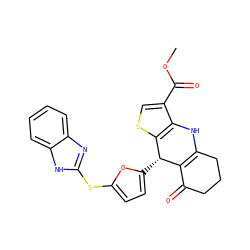 COC(=O)c1csc2c1NC1=C(C(=O)CCC1)[C@@H]2c1ccc(Sc2nc3ccccc3[nH]2)o1 ZINC000299855640
