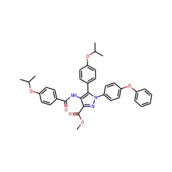 COC(=O)c1nn(-c2ccc(Oc3ccccc3)cc2)c(-c2ccc(OC(C)C)cc2)c1NC(=O)c1ccc(OC(C)C)cc1 ZINC000653849060