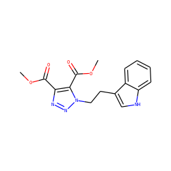 COC(=O)c1nnn(CCc2c[nH]c3ccccc23)c1C(=O)OC ZINC000001720410