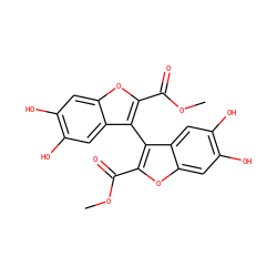 COC(=O)c1oc2cc(O)c(O)cc2c1-c1c(C(=O)OC)oc2cc(O)c(O)cc12 ZINC000014725636