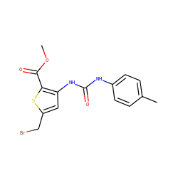 COC(=O)c1sc(CBr)cc1NC(=O)Nc1ccc(C)cc1 ZINC000026672261