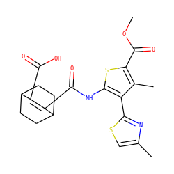 COC(=O)c1sc(NC(=O)C2=C(C(=O)O)C3CCC2CC3)c(-c2nc(C)cs2)c1C ZINC000146747686