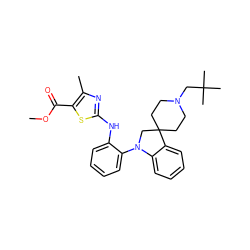 COC(=O)c1sc(Nc2ccccc2N2CC3(CCN(CC(C)(C)C)CC3)c3ccccc32)nc1C ZINC000116555415
