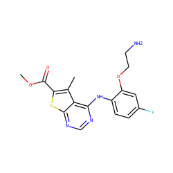 COC(=O)c1sc2ncnc(Nc3ccc(F)cc3OCCN)c2c1C ZINC000118793434