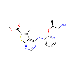 COC(=O)c1sc2ncnc(Nc3cccnc3O[C@@H](C)CN)c2c1C ZINC000118816831