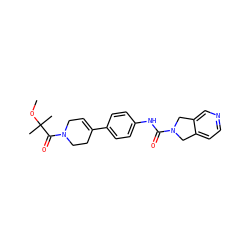 COC(C)(C)C(=O)N1CC=C(c2ccc(NC(=O)N3Cc4ccncc4C3)cc2)CC1 ZINC000167290104