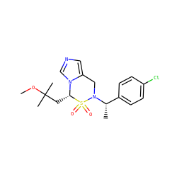 COC(C)(C)C[C@@H]1n2cncc2CN([C@@H](C)c2ccc(Cl)cc2)S1(=O)=O ZINC000058506302
