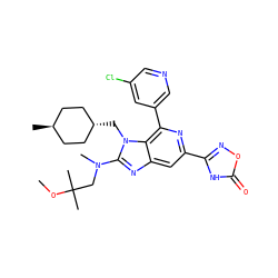 COC(C)(C)CN(C)c1nc2cc(-c3noc(=O)[nH]3)nc(-c3cncc(Cl)c3)c2n1C[C@H]1CC[C@H](C)CC1 ZINC000261134033