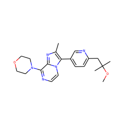 COC(C)(C)Cc1ccc(-c2c(C)nc3c(N4CCOCC4)nccn23)cn1 ZINC000147762640