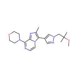 COC(C)(C)Cn1cc(-c2c(C)nc3c(N4CCOCC4)nccn23)cn1 ZINC000169333460