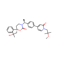 COC(C)(C)Cn1ccc(-c2ccc([C@H](C)N3CC[C@](CC(C)(C)O)(c4ccccc4)OC3=O)cc2)cc1=O ZINC000096178548