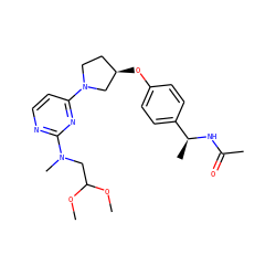 COC(CN(C)c1nccc(N2CC[C@@H](Oc3ccc([C@H](C)NC(C)=O)cc3)C2)n1)OC ZINC000261126339