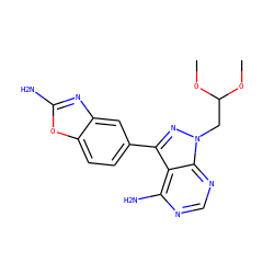 COC(Cn1nc(-c2ccc3oc(N)nc3c2)c2c(N)ncnc21)OC ZINC000653842875
