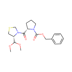 COC(OC)[C@@H]1CSCN1C(=O)[C@@H]1CCCN1C(=O)OCc1ccccc1 ZINC000028259522