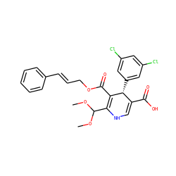 COC(OC)C1=C(C(=O)OC/C=C/c2ccccc2)[C@H](c2cc(Cl)cc(Cl)c2)C(C(=O)O)=CN1 ZINC000084668498