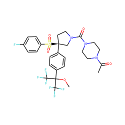 COC(c1ccc([C@]2(S(=O)(=O)c3ccc(F)cc3)CCN(C(=O)N3CCN(C(C)=O)CC3)C2)cc1)(C(F)(F)F)C(F)(F)F ZINC001772628665