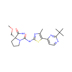 COC[C@@]1(C(N)=O)CCCN1C(=O)Nc1nc(C)c(-c2ccnc(C(C)(C)C)n2)s1 ZINC000143699767