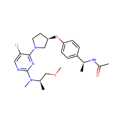 COC[C@@H](C)N(C)c1ncc(Cl)c(N2CC[C@@H](Oc3ccc([C@H](C)NC(C)=O)cc3)C2)n1 ZINC000261192724