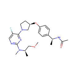 COC[C@@H](C)N(C)c1ncc(F)c(N2CC[C@@H](Oc3ccc([C@H](C)NC(C)=O)cc3)C2)n1 ZINC000261180531