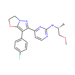COC[C@@H](C)Nc1nccc(-c2nn3c(c2-c2ccc(F)cc2)OCC3)n1 ZINC000028389974