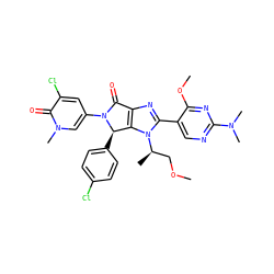 COC[C@@H](C)n1c(-c2cnc(N(C)C)nc2OC)nc2c1[C@@H](c1ccc(Cl)cc1)N(c1cc(Cl)c(=O)n(C)c1)C2=O ZINC000169705867