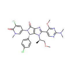 COC[C@@H](C)n1c(-c2cnc(N(C)C)nc2OC)nc2c1[C@H](c1ccc(Cl)cc1)N(c1cc(Cl)c(=O)n(C)c1)C2=O ZINC000169705868