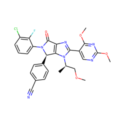 COC[C@@H](C)n1c(-c2cnc(OC)nc2OC)nc2c1[C@@H](c1ccc(C#N)cc1)N(c1cccc(Cl)c1F)C2=O ZINC000169705787