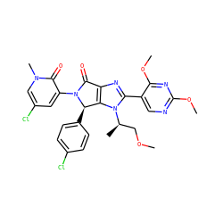 COC[C@@H](C)n1c(-c2cnc(OC)nc2OC)nc2c1[C@@H](c1ccc(Cl)cc1)N(c1cc(Cl)cn(C)c1=O)C2=O ZINC000169705865