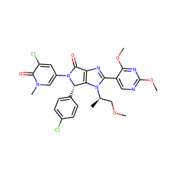 COC[C@@H](C)n1c(-c2cnc(OC)nc2OC)nc2c1[C@H](c1ccc(Cl)cc1)N(c1cc(Cl)c(=O)n(C)c1)C2=O ZINC000169705864