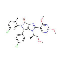 COC[C@@H](C)n1c(-c2cnc(OC)nc2OC)nc2c1[C@H](c1ccc(Cl)cc1)N(c1cc(Cl)ccc1C)C2=O ZINC000142626954