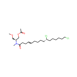 COC[C@@H](COC(C)=O)N(C)C(=O)CC/C=C/CCCC[C@H](Cl)CCCCCCCl ZINC000473085007