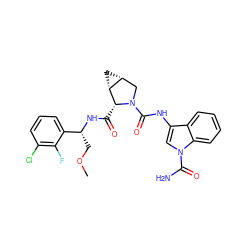 COC[C@@H](NC(=O)[C@@H]1[C@@H]2C[C@@H]2CN1C(=O)Nc1cn(C(N)=O)c2ccccc12)c1cccc(Cl)c1F ZINC000205038950