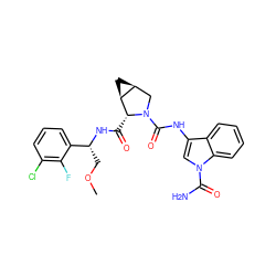 COC[C@@H](NC(=O)[C@@H]1[C@H]2C[C@H]2CN1C(=O)Nc1cn(C(N)=O)c2ccccc12)c1cccc(Cl)c1F ZINC000148185265