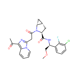 COC[C@@H](NC(=O)[C@@H]1C[C@H]2C[C@H]2N1C(=O)Cc1nc(C(C)=O)c2ccccn12)c1cccc(Cl)c1F ZINC000473179095