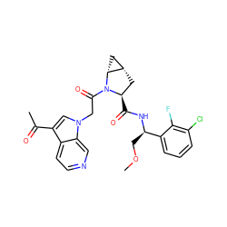 COC[C@@H](NC(=O)[C@@H]1C[C@H]2C[C@H]2N1C(=O)Cn1cc(C(C)=O)c2ccncc21)c1cccc(Cl)c1F ZINC000473159240